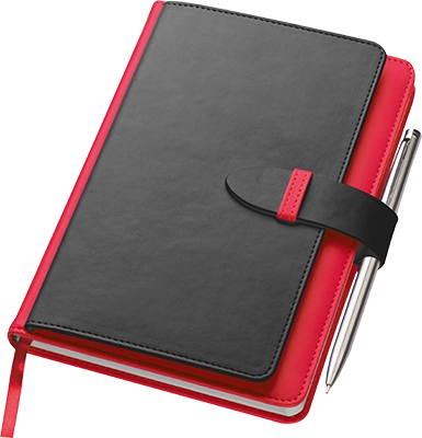 256 oldalas A5 jegyzetfüzet kártyatartó rekeszekkel - Piros