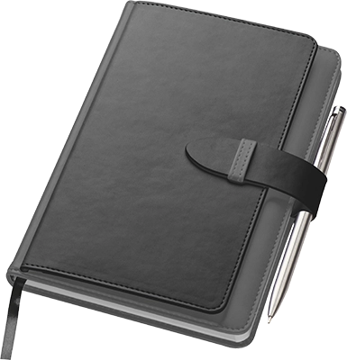 256 oldalas A5 jegyzetfüzet kártyatartó rekeszekkel - Sötétszürke