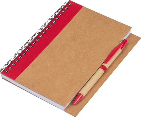 120 oldalas A5 spirálfüzet újrahasznosított papírból - Piros