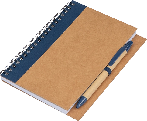 120 oldalas A5 spirálfüzet újrahasznosított papírból - Sötétkék