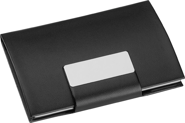 Műbőr borítású névjegykártyatartó - Fekete
