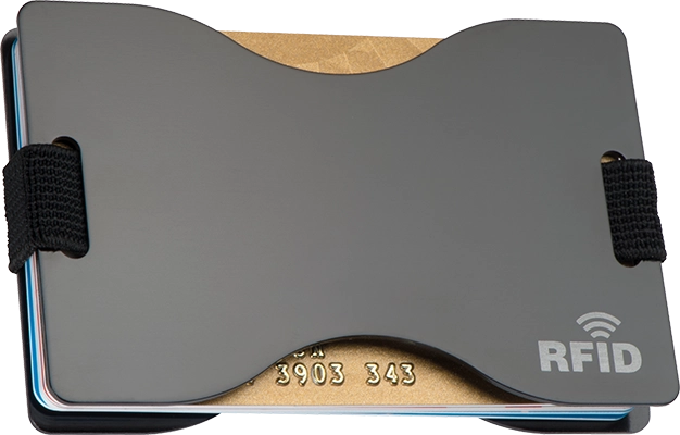 Alumínium kártyatartó RFID-védelemmel - Fekete