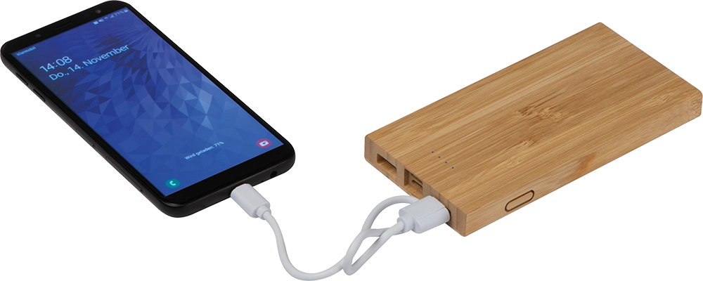 8 000 mAh bambusz powerbank - Bézs
