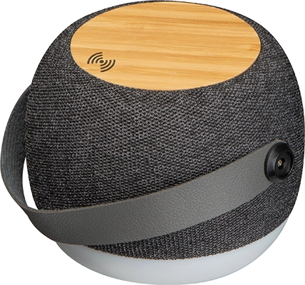 RPET Bluetooth hangszóró vezeték nélküli töltővel - Sötétszürke