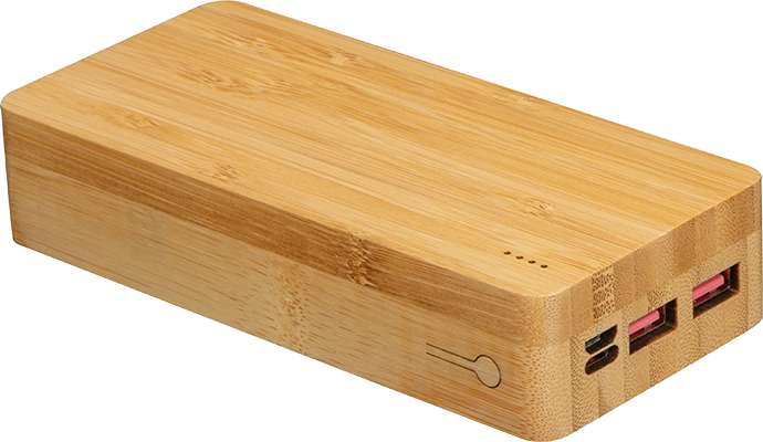 20 000 mAh bambusz powerbank - Bézs