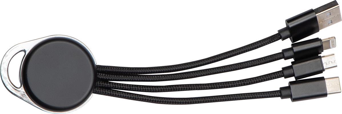 Világító töltőkábel szett - Fekete
