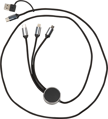 5 az 1-ben USB LED töltőkábel - Fekete