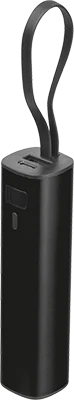 5000 mAh alumínium powerbank beépített USB-C kábellel - Fekete
