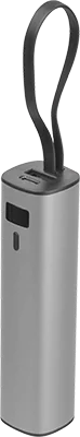 5000 mAh alumínium powerbank beépített USB-C kábellel - Szürke
