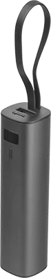 5000 mAh alumínium powerbank beépített USB-C kábellel - Sötétszürke