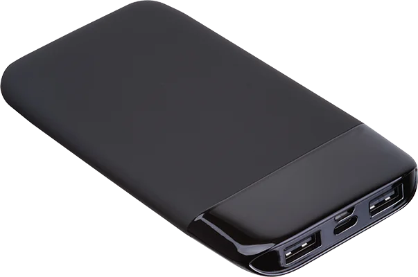 8000 mAh powerbank világító logóval - Fekete