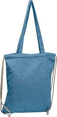 140 g/m² újrahasznosított pamut tornazsák - Kék