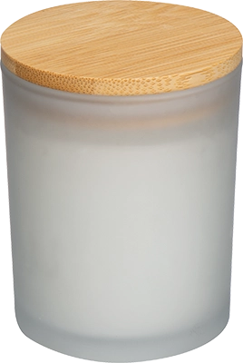 Matt üvegpohár gyertya bambusz fedőval - Áttetsző