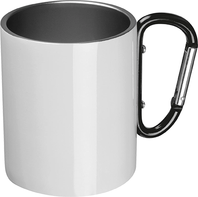 Acél bögre karabinerrel - Fekete