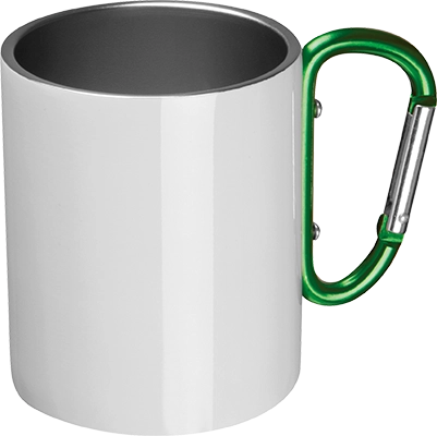 Acél bögre karabinerrel - Zöld