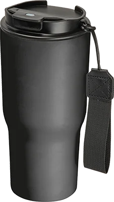 550 ml acél termoszbögre hordozópánttal - Fekete