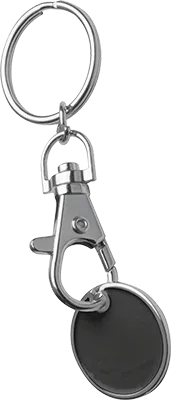 Kulcstartó bevásárlókocsi érmével - Fekete