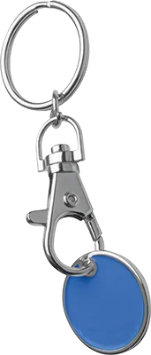 Kulcstartó bevásárlókocsi érmével - Kék