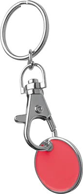 Kulcstartó bevásárlókocsi érmével - Piros