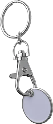 Kulcstartó bevásárlókocsi érmével - Fehér