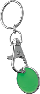 Kulcstartó bevásárlókocsi érmével - Zöld