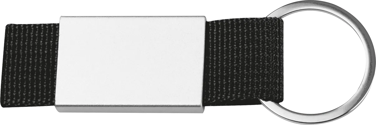Kulcstartó textil szalaggal - Fekete