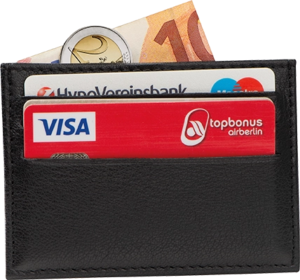 Bőr kártyatartó RFID-védelemmel - Fekete