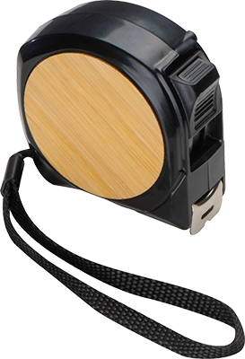 5 m-es acél mérőszalag bambusz betéttel - Fekete