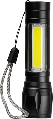 Újratölthető alumínium zseblámpa (400 mAh) - Fekete