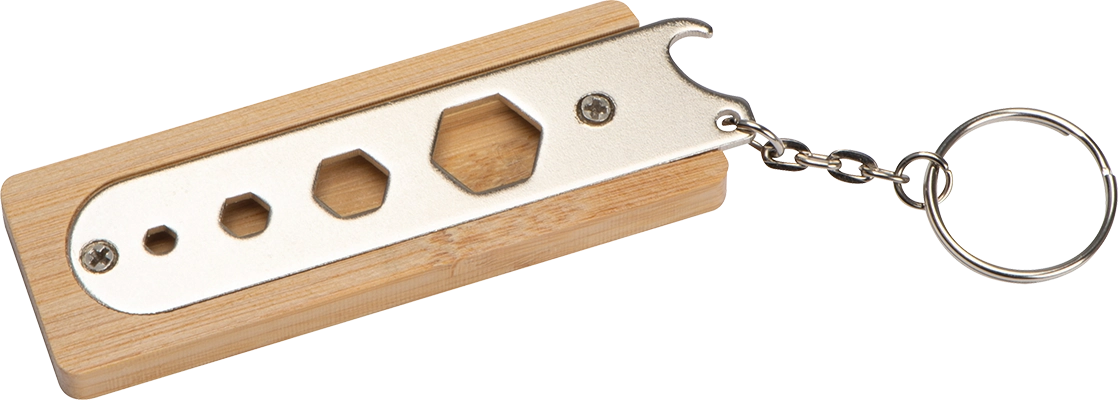 Multifunkciós bambusz kulcstartó - Bézs