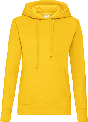 Női kapucnis pulóver (280 g/m²) - Sárga