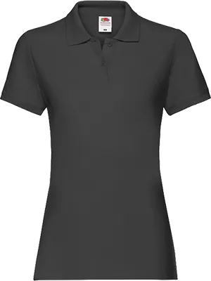 Női galléros rövid ujjú póló (180 g/m²) - Fekete
