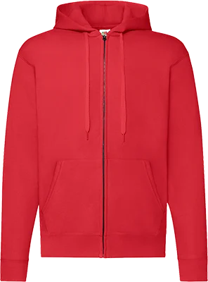 Férfi cipzáras kapucnis pulóver (280 g/m²) - Piros